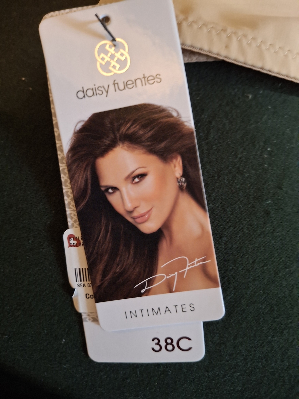 Daisy Fuentes Beige and White Intimates Bra Tag